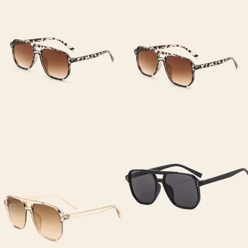 Women's Sunglasses 4-Pack Unisex Style Fashionable Y2K Aviator Frame Sunglasses - Lightweight Eases Long Wear, Durable Casual Frames, Light Screen Protection, Shareable Look, Ideal for Outdoor Activities, Everyday Fashion Kit with Assorted Discs, Glasses