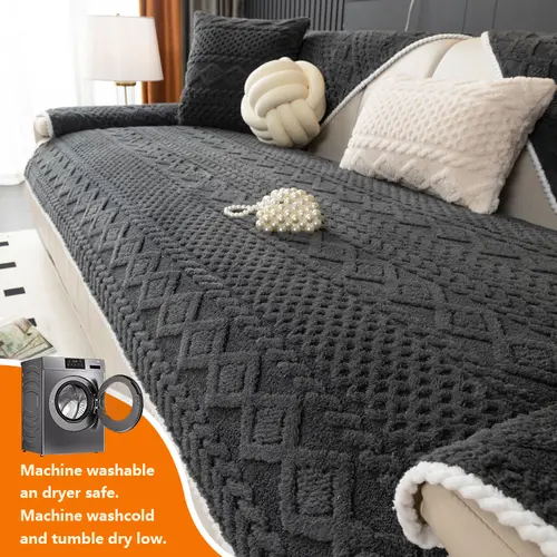 Solid Color Sofa Cover, Couch Covers, Non-Slip Sofa Slipcover, Washable Sofa Slipcover, Washable Sofa Protector, Soft & Comfortable Sofa Towel, Washable Furniture Cover, Perfect for Living Room Protection