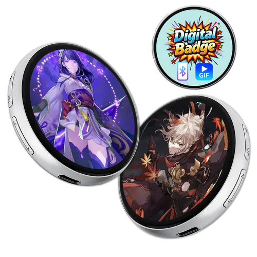 Beambox Digital Badge Ai Photo Video GIF Display Screen Pins DIY Pixel Touchscreen Lightweight 730mAh Long Battery Life Portable Multi-functional Two-dimensional Anime & Gaming Merchandise & Collectibles Gifts for Men Women SummerWins