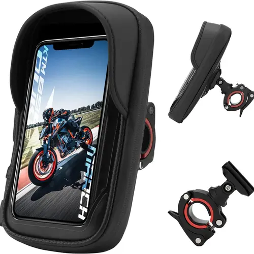 ROCKBROS Waterproof Motorcycle Phone Holder - Adjustable, Quick-Release Moto Accessories, Polyurethane Secure-Mount Handlebar Bag, Hands-Free, Fits Most Smartphones Up to 6.2-Inch for Motorcycles, Bicycles