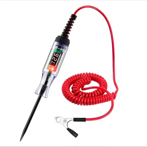 Automotive Digital LED Circuit Tester Diagnostic Tool - 5V-90V Voltage Check Tool with Extended Spring Wire, Bidirectional Light Tester, Compact Practical Design, Pen Tip Protector, Digital LED Display Clarity, Ideal for Automotive Checks