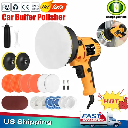 800W Orbital Buffer Polisher Tool, 5" Pad Car Shine Enhancer Kit with Bonnet, Sander for Automotive Waxing