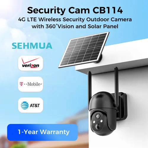 [SummerWins]SEHMUA 4G LTE Cellular Solar Surveillance Security Camera CB114S- 2K HD Video 360° View Not Support WiFi Remote APP Controlled Waterproof Motion Activated Night Vision 4G Data Reill is Required