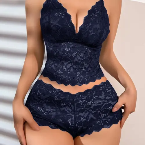 Women's Underwear Lace Deep V Neck Backless Top Set, French Style Removable Inner Padding No Steel Cup Design, Elegant Daily Wear