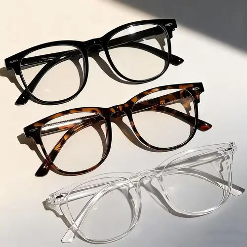 Women's 3-Piece Retro Lightweight Full-Rim Eyewear Set - Vintage Tortoiseshell Small Oval Assorted Eyeglass Frames, Non-Prescription Female Glasses, Accessories for Women, Ideal for Beach/Outdoor Wear