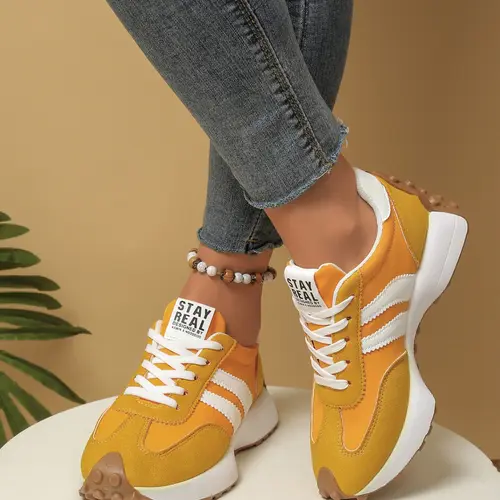 Women's Comfortable Lace-Up Sports Shoes, Lightweight Multi-Functional Casual Shoes, All-Season Wear, Anti-Slip Rubber Sole