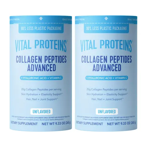 Vital Proteins Collagen Peptides Advanced 2-pack - Unflavored, 9.33 oz | Powder Dietary Supplement | Hydrolyzed Collagen with Hyaluronic Acid and Vitamin C