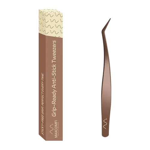 MAXCOMFI Professional Eyelash Tweezers Set - Anti-Stick Acrylic Resin Tools with Straight & Curved Tips, Cosmetic Versatile Design for Precision Hold, Lash Extension Kit Tweezers & False Lash Application