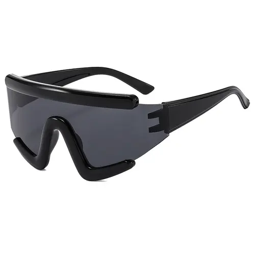 Personalized Large Frame Black Cycling Sunglasses Windproof Protection Sports Eyewear for Men & Women Outdoor Running Adventure Unisex Anti-glare UVA/UVB Protection