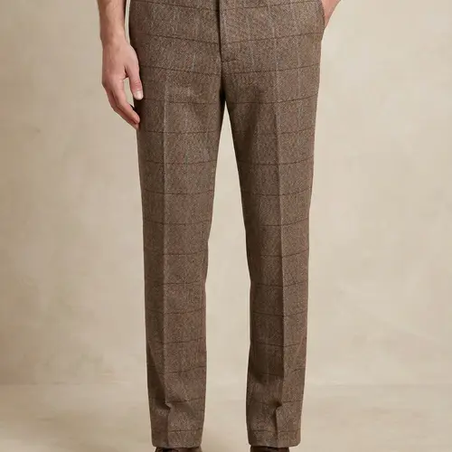 Men's dress trousers, tweed plaid, classic, fashionable, casual business suit pants