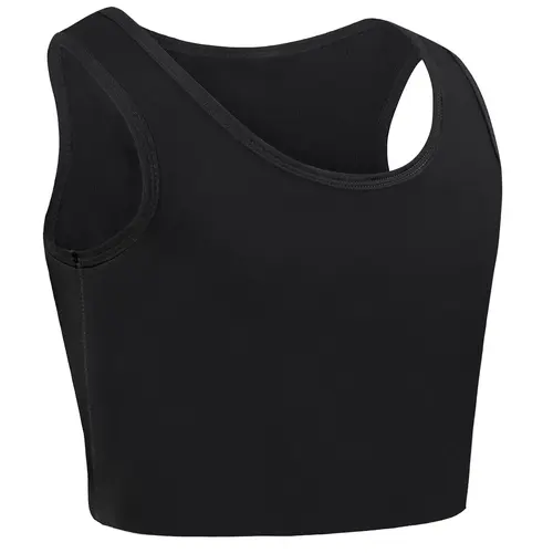 CuteStreet Medium Compression Chest Binder Crop Tank Top, Breathable Pull On Compression Top for Daily Wear, Stretch Sleeveless Layering Top for Tomboy & FTM