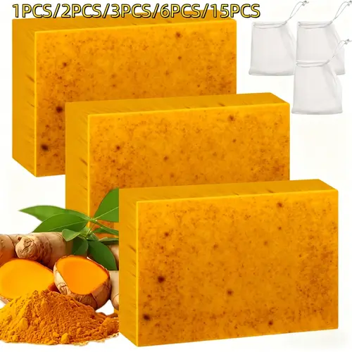 3pcs Lemon Turmeric Kojic Acid Soap Bar, Brightening Kojic Acid Soap for Dark Spot Removal, Organic Lemon Body Care Soap, Soap Body Care