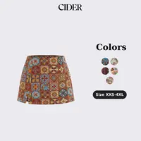 Cider Women's Floral Jacquard Low-Rise Mini Skort, Casual Summer Bottoms with a High Split Side Hem, Skirt, Bottom, Fitted, Lady,clothes for back to school,first day of school outfits