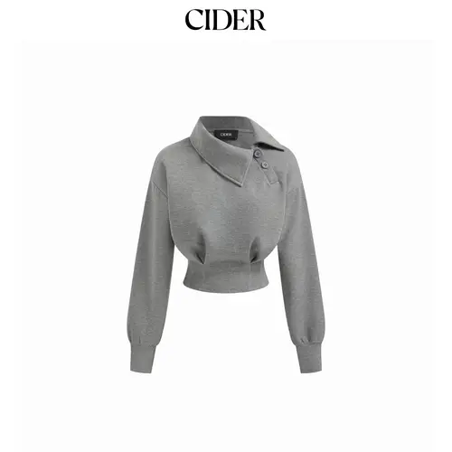 Cider Asymmetrical Neck Long Sleeve Cinched Waist Sweatshirt SohoChic