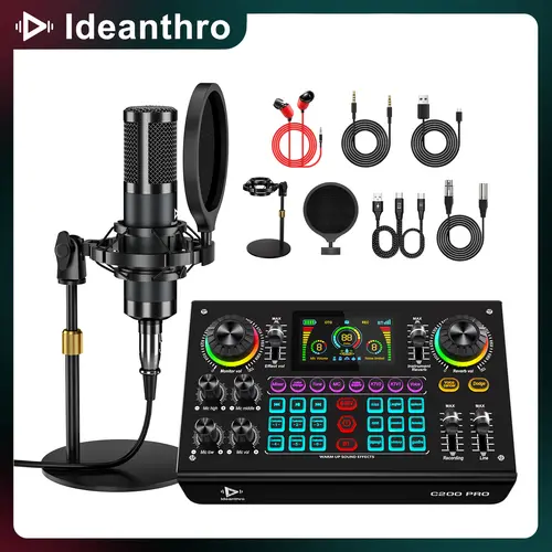 【US】Ideanthro C200PRO-P15 Sound Card Mixer, Podcast Bundle Live with XLR Microphone Connector, Professional Chipset, ouch Voice Change for Podcast,Recording,Vocal,Game VoiceOK，#TikTokShopBlackFriday