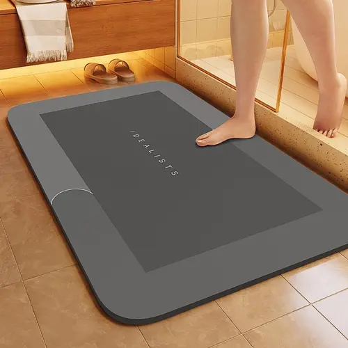 Quick Dry Absorbent Bathroom Floor Mat, Non‑Slip Shower Mat, Soft Rubber Bath Rug, Waterproof, Easy‑Clean Bathmat for Bathroom, Shower Room, Kitchen, Entryway, Modern Home Decor