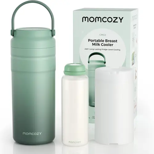 Momcozy Portable Breast Milk Cooler for Travel, 24H Ice-Free Cooling Breastmilk Storage Bottles Container, 12oz Leak Proof Outdoor Small Freezer, Baby Breastfeeding Essential Gift for New Moms