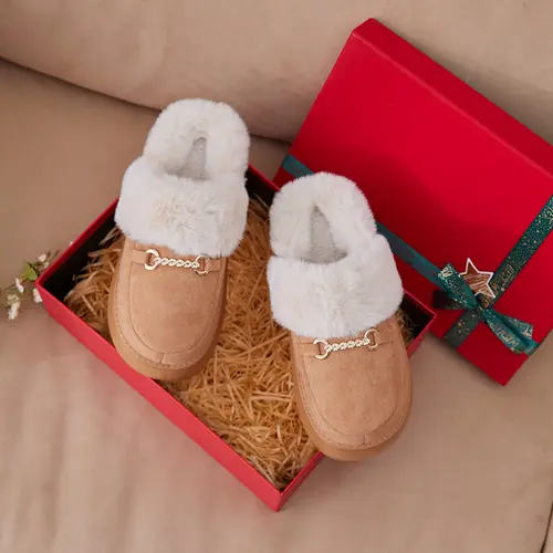 GOEWY Women's Fuzzy Memory Foam Slippers - Warm Comfy Suede Platform, Anti-Slip Sole, Indoor/Outdoor Walking Shoes, Casual Women's Fashion Slippers, Christmas Gift for Moms