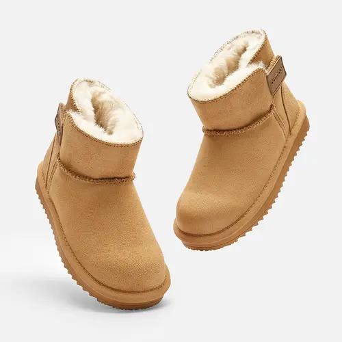 balabala Girls' Winter Short Ankle Snow Boots, Waterproof Round Toe, Velcro Strap, 3-Layer Insulation, Fleece Lining, Anti-Slip Sole, No Heel, Casual Lightweight Synthetic Slip-On, for 3-4 Years Kids