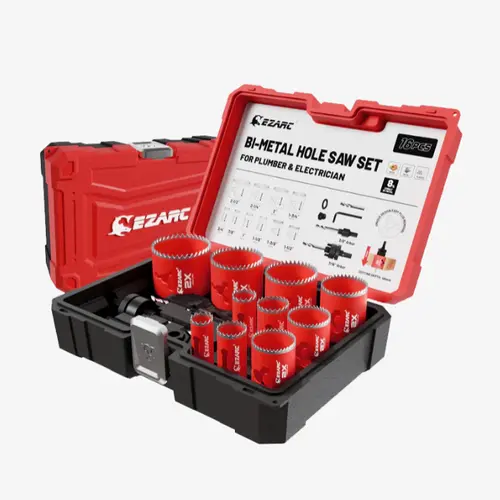 EZARC Tools 16Pcs Bi-Metal Hole Saw Full Kit with 8% Cobalt HSS, 3/8" & 7/16" Arbors, Eject Slots, 3/4"-2-1/2" Inches Hex Shank Screwdriver Compatible for Cutting Holes in Wood/Metal - Father's Day Gift toolupgrade