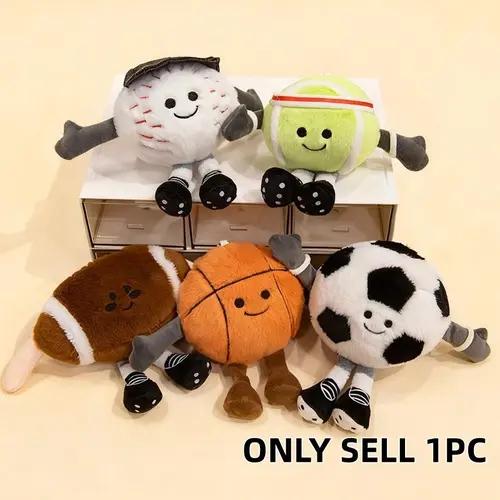 Plush Ball Toys, Football Basketball Tennis Golf Rugby Pendants Keychains Backpack Charms, Birthday Gifts Christmas Decorations