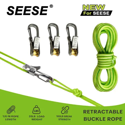 【DealsForYouDays】SEESE Retractable Buckle Rope-Adjustable Ropes 2026 New Rope Roller with Accessory Cord - Easy Secure Tie Down for Outdoor,Camping, Marine Rope,and Boating Guy Lines ,Tools Gadgets,Truck Stuff ,Car Essentials