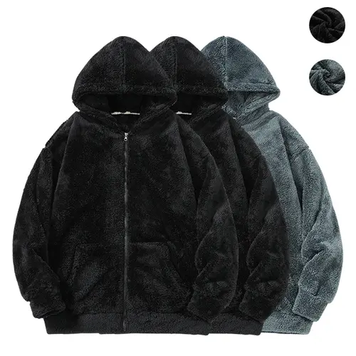 3-Pack Solid Color Woven Polar Fleece Casual Loose Fit Winter Men’s Fleece-Lined Warm Soft Shirt Jacket with Pockets