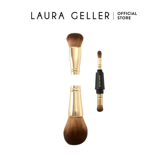 Laura Geller Geller To-Go 4-in-1 Travel Makeup Brush with Interchangeable Heads for Baked Cream and Liquid Products
