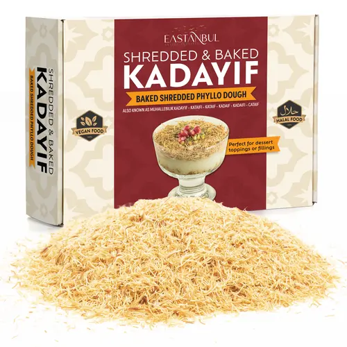 Eastanbul Shredded Kataifi Dough, Baked Kadayif Pastry, 250g (8.8oz), Fine Fillo Dough for Kunafa, Desserts, Topping & Dubai Chocolate