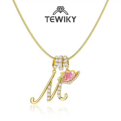 Tewiky Gold 3-Layering Initial A-Z Letter Pendant Necklaces for Women Snake Chain Choker Pink Heart Zircon Adjustable Length Necklace Jewelry Back To School