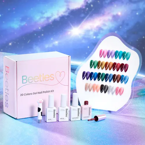 [Exclusive to TTS]beetles Gel Polish Set with Base & Top Coat, 28 Day Long-Lasting Wear - Nude Pink Green Blue Red UV Gel Kit for At-Home Manicure, Nail Art Self Care Gift for Women & Beginners, Self Care Products, Nail Ideas