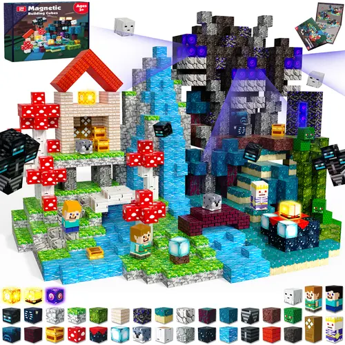 Magnetopia Magnetic Cube Model Building Kits - 200PCS with Lighted Pieces, Unisex STEM Kids Toys for Open Ended Play, Interactive Gift Ideas for Kids Ages 3-10