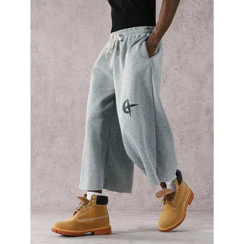 DealsForYouDays Street Style Badge Graphic Print Drawstring Waist Loose Fit Sports Pants