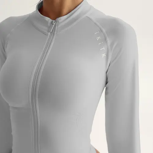 Women's Solid Zip Up Raglan Sleeve Lightweight Sports Jacket, Lightweight Athletic Outerwear, Sporty Long Sleeve Outerwear for Yoga Gym Workout, Sportswear for All Seasons, Workout Clothes, Fitness Outerwear, Workout Jackets