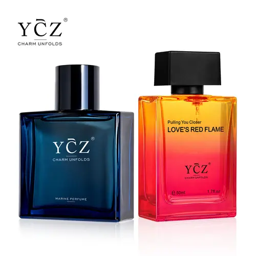 YCZ Men's Cologne 2-Piece Set Marine & Passionate Love 50ml Each Unisex Perfume Duo for All Occasions Long-Lasting Wear Cruelty-Free & Vegan Fragrance Pack Carefully Picked Scents Elegant Scent