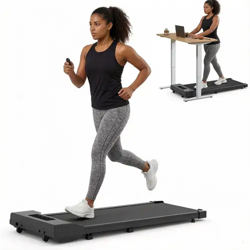 2 in 1 Under Desk Walking Pad Treadmill,Portable Remote Control Treadmill with LED Display,Walking/Jogging/Running Machine for Home & Office
