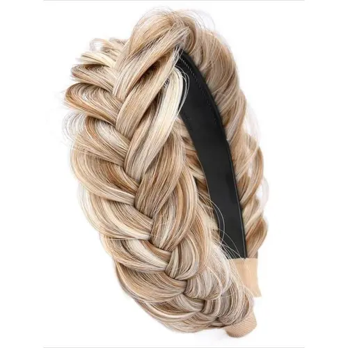 Wide and Messy Braided Headband in Sandy Gold High Elasticity Unisex Fashionable Hair Clip for Girls and Women