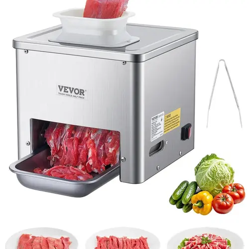 【Summerfinds】VEVOR Meat Cutter Machine,  550W Meat Slicer, 350 lb/h Commercial Meat Cutting Machine, Stainless Steel, 3.5 mm Thickness, Electric Food Cutting Slicer for Home Kitchen, Restaurant, Supermarket
