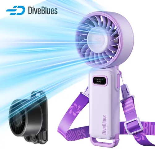 DiveBlues Powerful Handheld Turbo Fan - 100 GearWind, 3600mAh Rechargeable Battery, 15H Long Lasting Use, 3-in-1 Collapsible Design, Compact Storage for Outdoor Travel, Dorm & Home Essentials