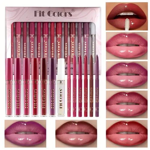 Matte Non-Staining Lip Gloss & Liner Set, Matte Liquid Lip, Stylish Vivid Colors, Intensely Pigmented, High Quality Beauty Products, Cosmetics Products, Cosmetic, Durable Packaging, Perfect Gift