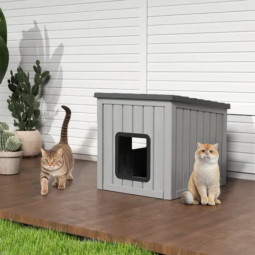 Outdoor Resin Cat House with Roof, Weatherproof Shelter for Small Pets, Stylish and Durable for Patio & Backyard,Summervibes