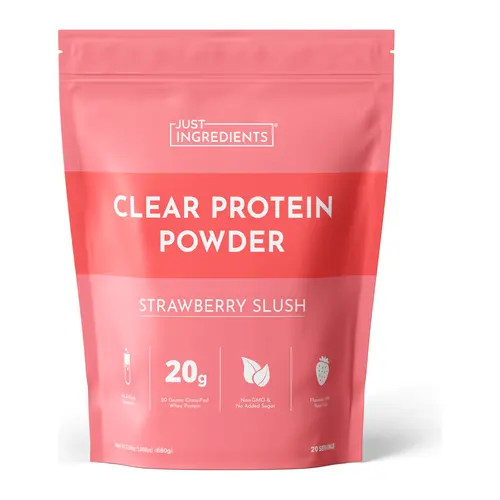 Just Ingredients Clear Protein Powder - 20 Servings - Certified Grass-Fed Clear Whey Protein Isolate - Made with Real Food Ingredients