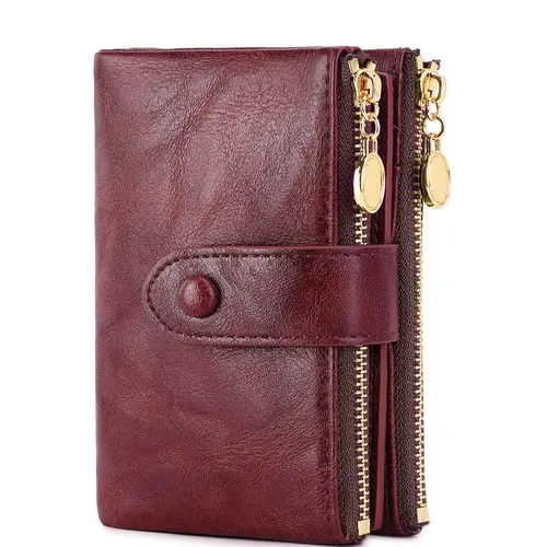 Double Zipper Women's Short Wallet, Credit Card Wallet, Credit Cards Holder, RFID Anti-Theft Brush, Multi Slot Card Storage And Coin Purse, Multifunctional Large Slot Printed Wallet, Suitable For Daily Use, Portable Travel, Christmas Gift, Durable Wallet