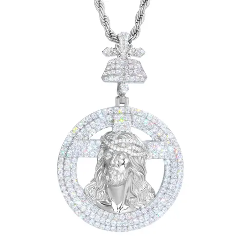 UCCIYO Jesus Cross Pendant P703 UCCIYO Lab-Created Moissanite S925 Sterling Silver Moissanite Pendant Necklace for Women Men Hip Hop Jewelry Gift【#P703】