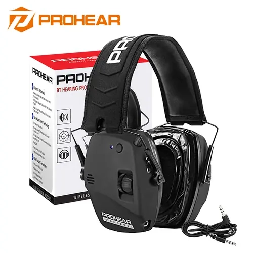 PROHEAR 030 Unisex Wireless BT Ear Protectors - NRR 22dB Hearing Protection, Bluetooth 5.4, 0.63 lb Lightweight, 10m Range, Adjustable Compact Fold-Up Headband, Gel Pads, Padded Band, Low Profile, Improved Ambient Sound for Hunting, Mowing