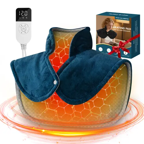 Multifunctional Graphene Heating Pad - Single Unit Thermal Shawl with 5-Level Adjustable Temp Control, 4-Level Auto-Shut Off Timer, Machine Washable for Neck & Shoulder Relief, Ideal Christmas Gift