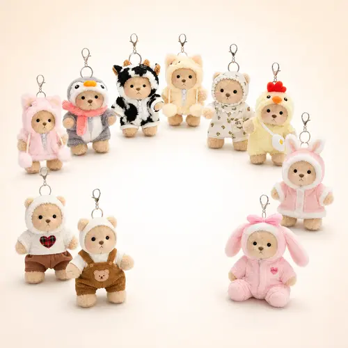Getahug All Series Mini Bear Limited Edition Accessory - 5.9in Kawaii Fuzzy Plush Pendant Keychain Bag Charm, Rotatable Joints, Summervibes Soft Stuffed Toy, Everyday Unisex Gift