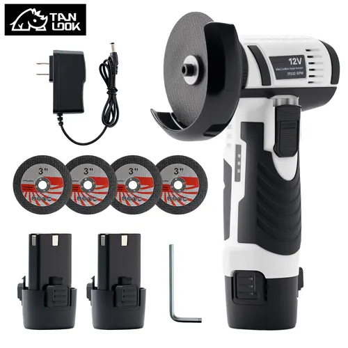 TANLOOK Cordless Brushless Motor Angle Grinder & Polisher for Home, Beginners, Gardening, 2 Lithium Batteries, 4 Grinding Wheels, Mini Electric Tool, Complete Kit (Portable) #3, Power Tools, Angle Grinding Machine