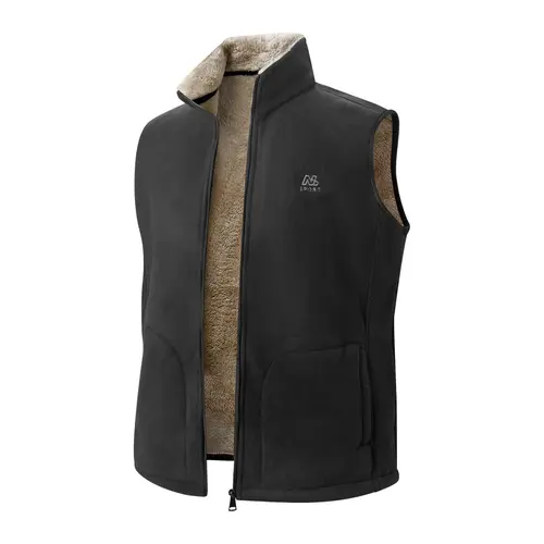 Men's Winter Outdoor Fleece Vest Sleeveless Jacket Thickly Padded Lined with Fleece Embroidered Front Chest Zip Front Closure for Outdoor Activities and Casual Wear Army Costume Knitted Turtleneck Stylish
