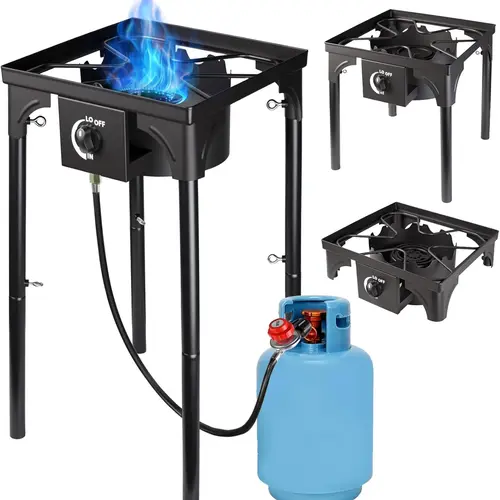 Camping Stove Propane Gas Stove, High Pressure Outdoor Cooker, Portable Propane Stove for Backyard Cooking, BBQ, Camp Kitchen, and Outdoor Adventures (1 Burner)